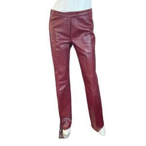 Y2K Merlot Red Leather Pants Straight Leg Minimalist Size 10